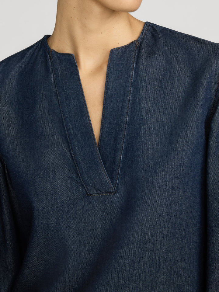 Frame The Off Duty Long Sleeve Popover in Rinse available at Barbara Katz