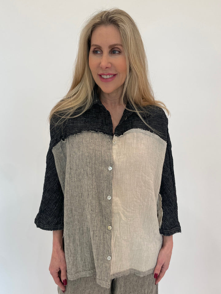 Ozai N Ku Meli Button Down Shirt in Cork available at Barbara Katz