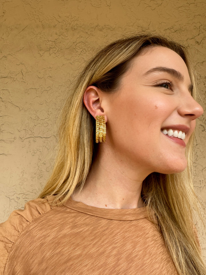 3 Row Chain Clip Earring