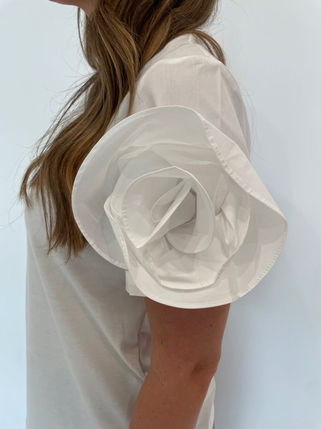 Leo & Ugo Taty Rose Flower Top in White available at Barbara Katz