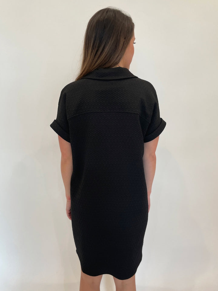 Peace of Cloth Kyle Jacquard Short Sleeve Dress in Black available at Barbara Katz