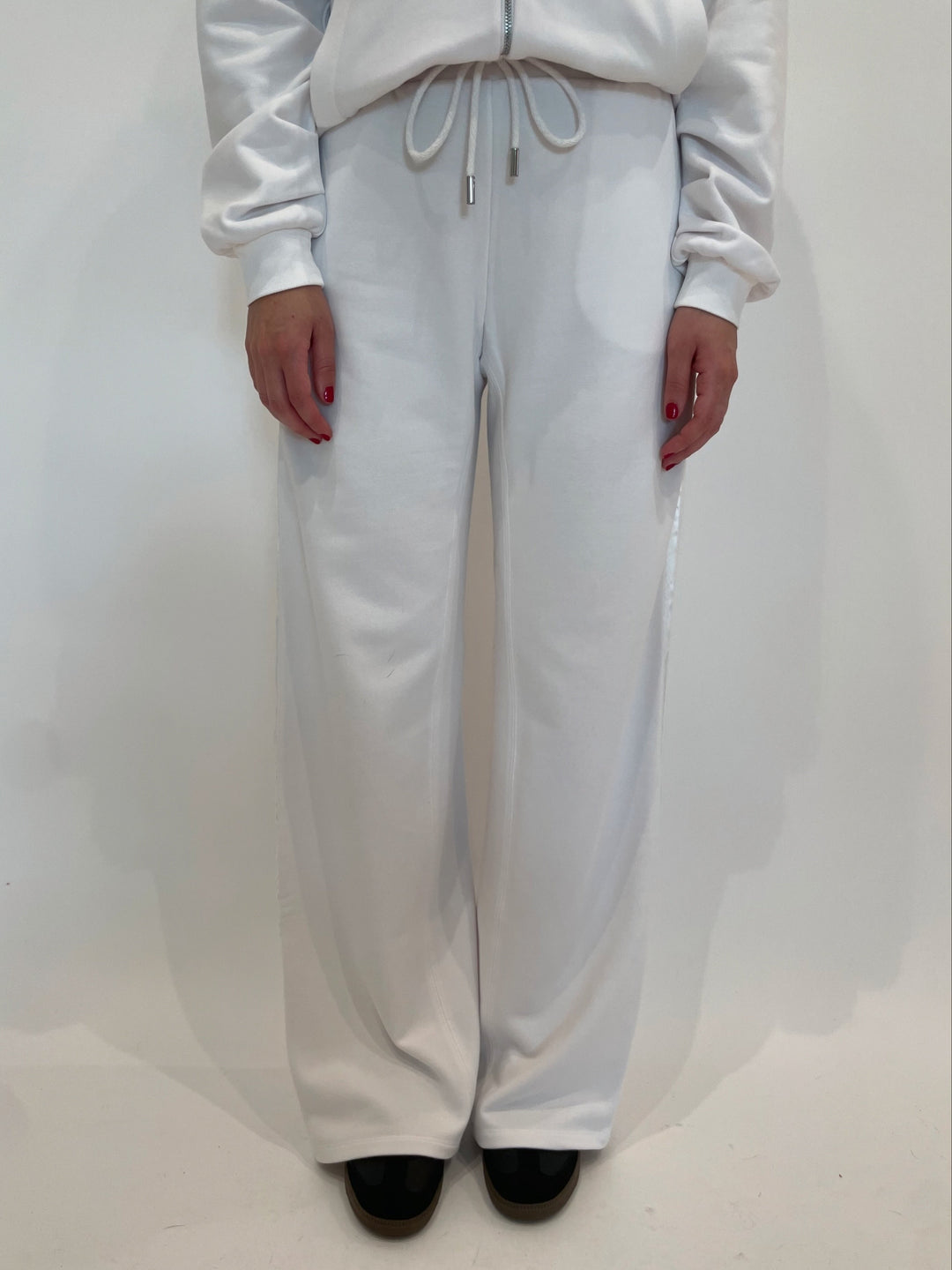 Max Mara MM Veles Pull-On Jersey Trousers in Optical White available at Barbara Katz