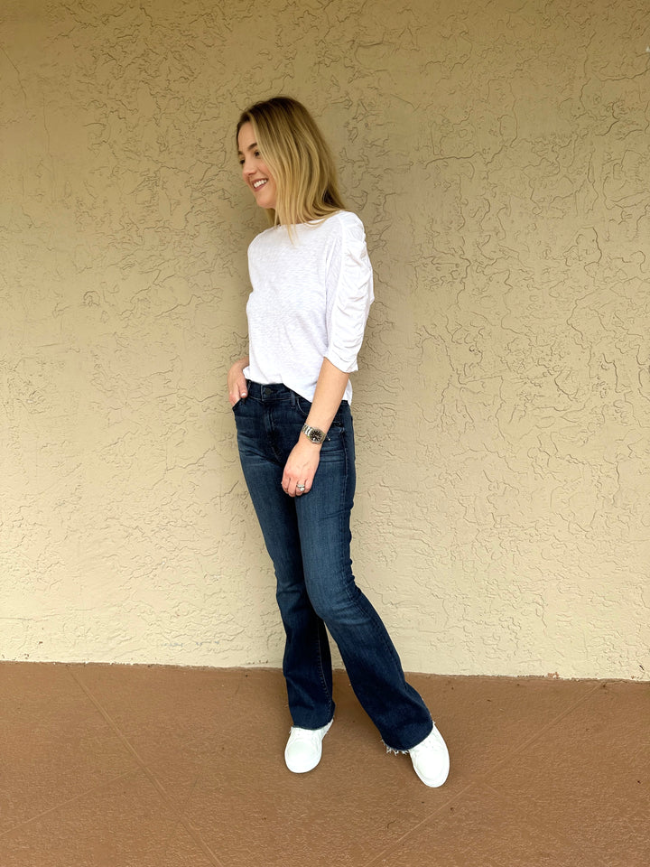 Stateside Supima Slub Mixed Media Dolman Top - White