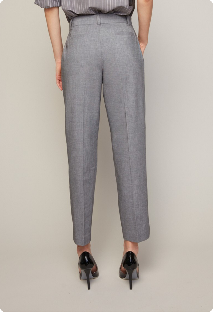 Adroit Atelier Bruce Slim Leg Ankle Pant With Slit in Light Charcoal available at Barbara Katz