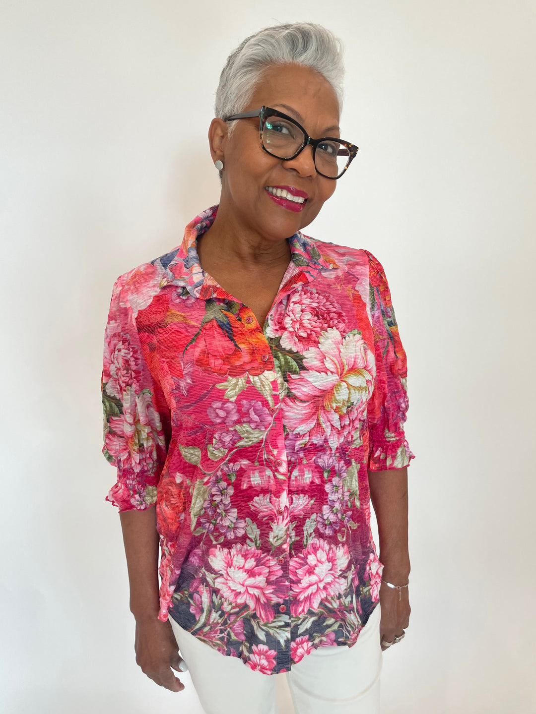 David Cline Airy Smock Sleeve Shirt in Poppy available at Barbara Katz