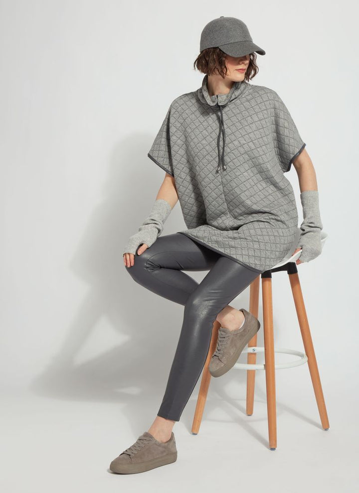 Textured Vegan Leather Shaper Legging - Solid Charcoal