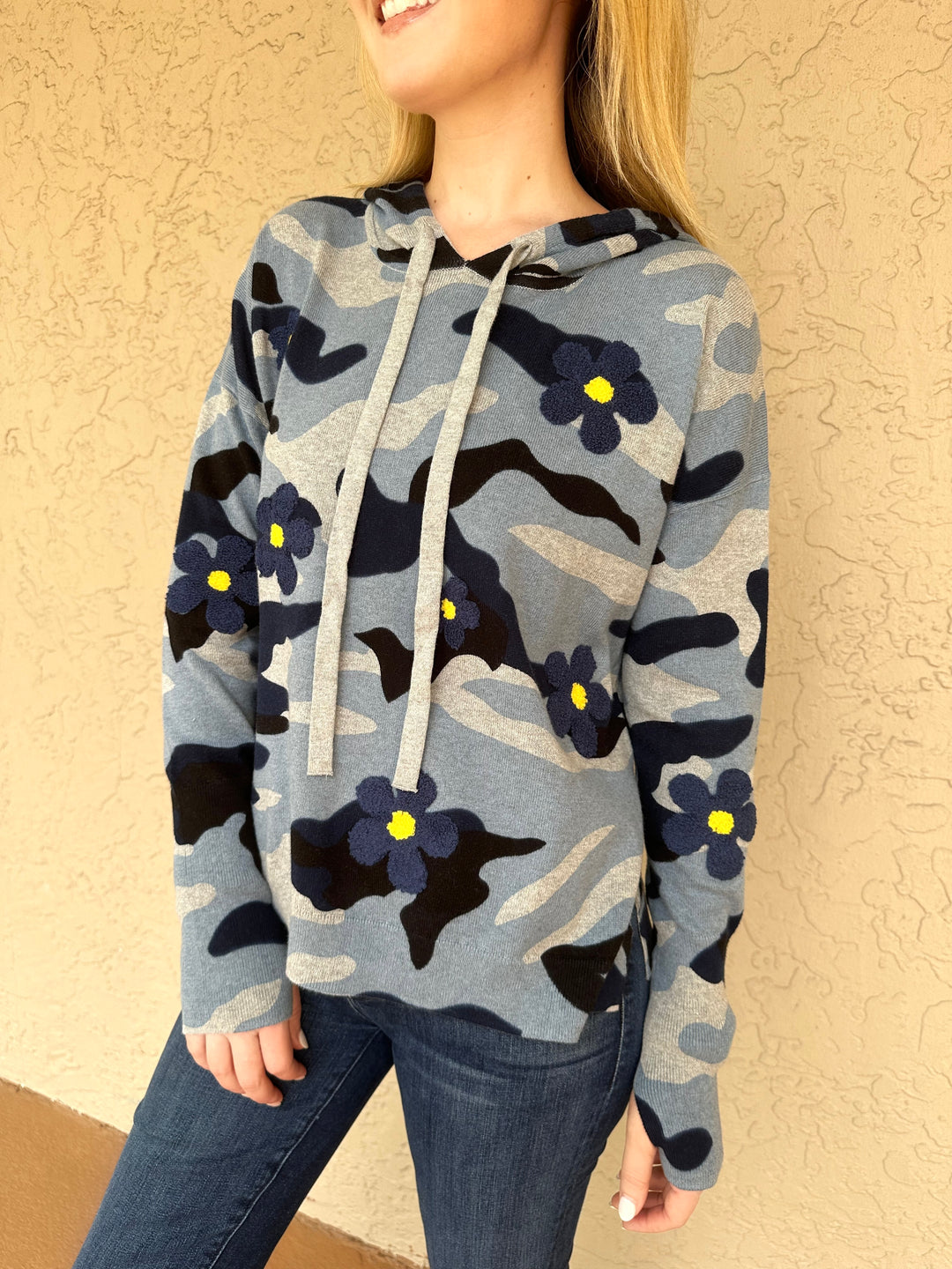 J Society 3D Floral Camo Sweater - Denim