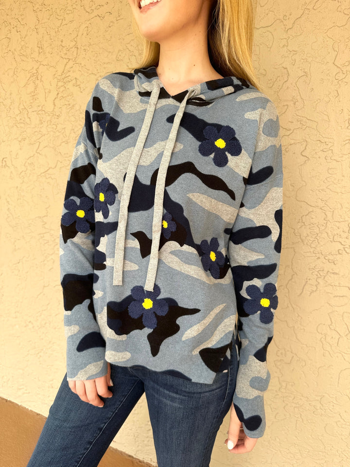 J Society 3D Floral Camo Sweater - Denim