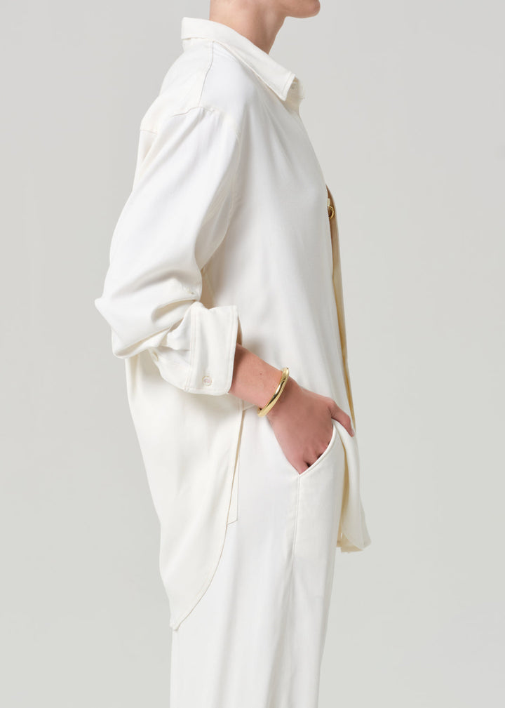 Citizens of Humanity Kayla Shirt In Portofino Twill Moonlight Cream available at Barbara Katz