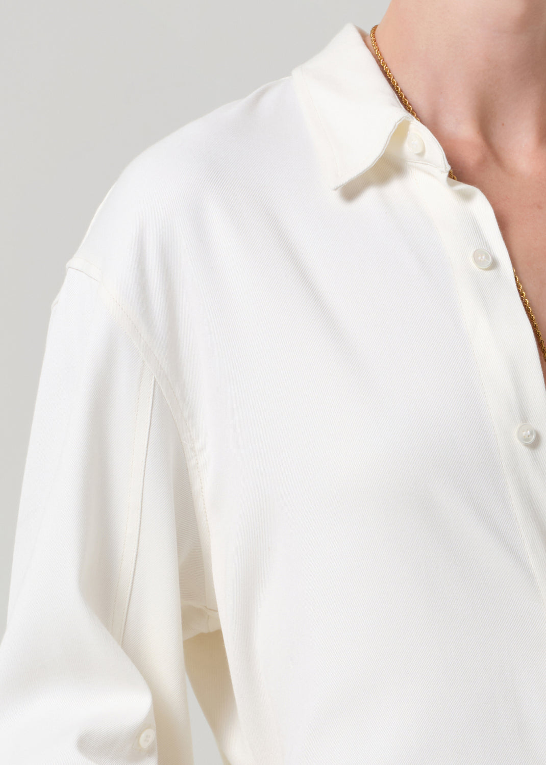 Citizens of Humanity Kayla Shirt In Portofino Twill Moonlight Cream available at Barbara Katz