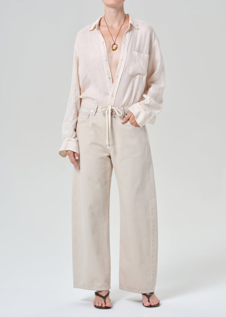 Citizens of Humanity Kayla Shrunken Linen Shirt in Pale Stone available at Barbara Katz