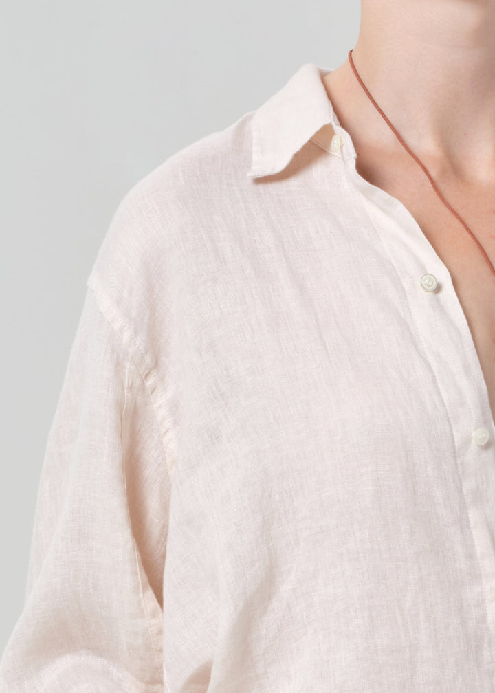 Citizens of Humanity Kayla Shrunken Linen Shirt in Pale Stone available at Barbara Katz