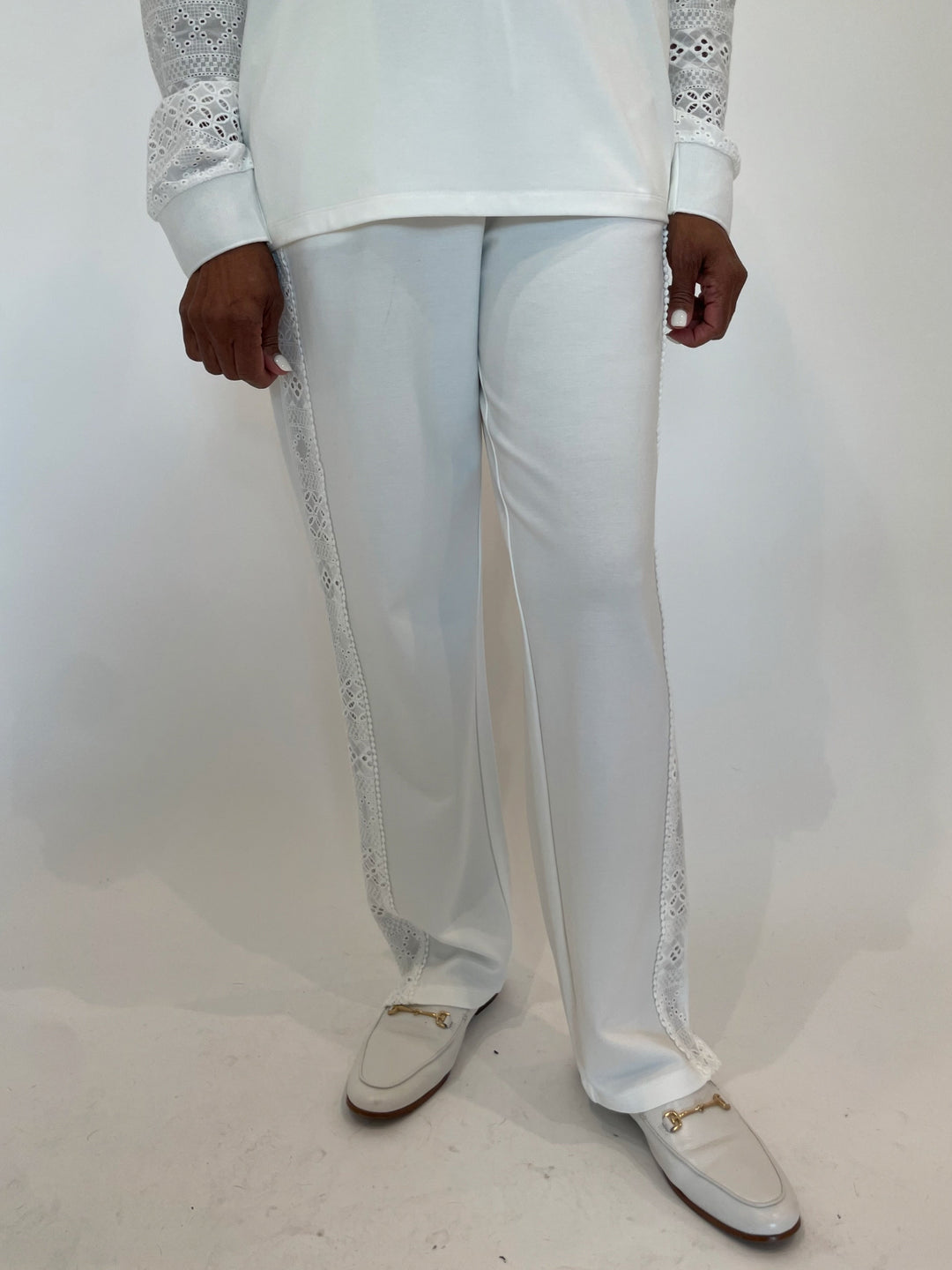 Leo & Ugo Marcella Lace Pants in White available at Barbara Katz