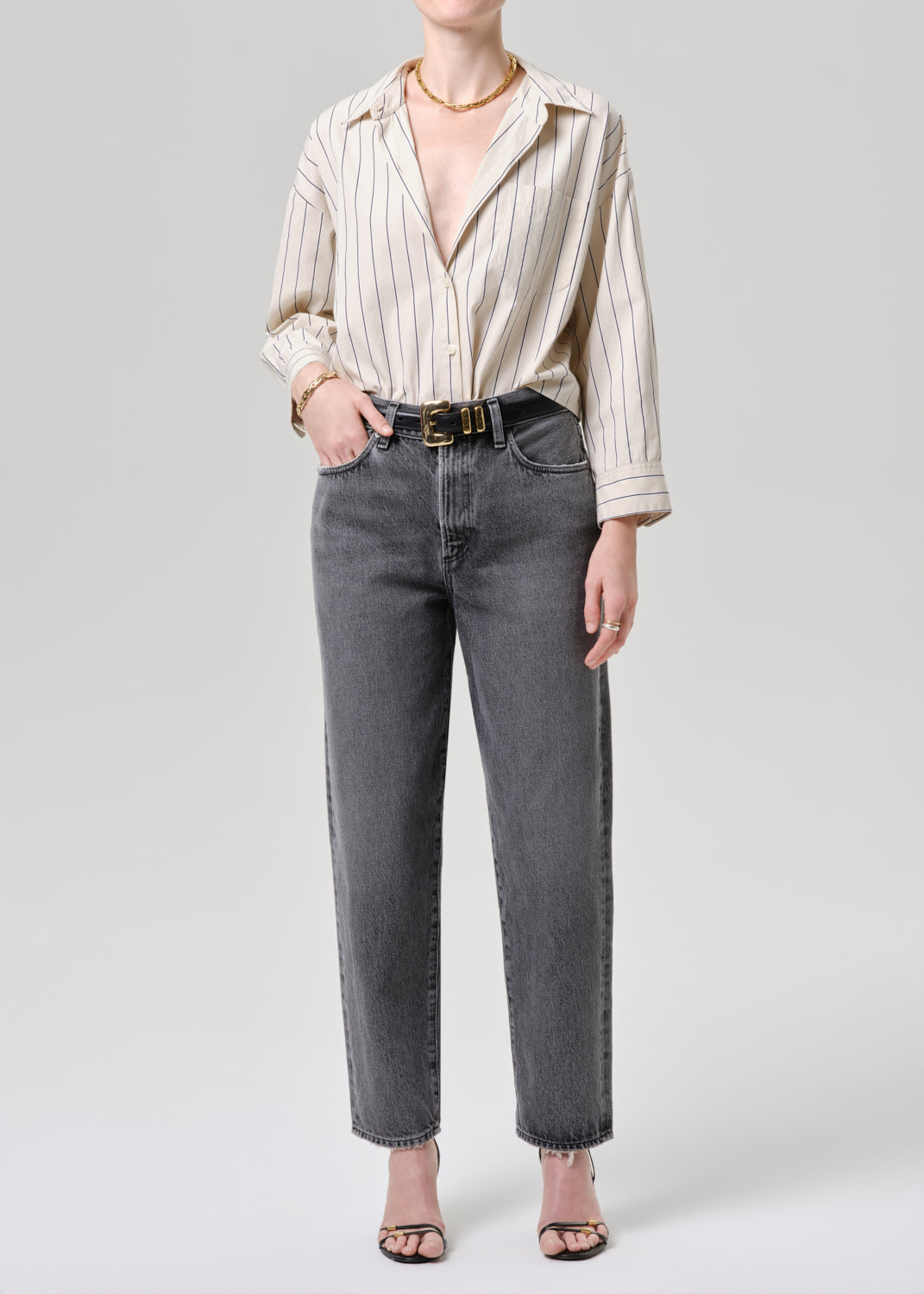 Citizens of Humanity Petit Ami Shirt in Ramble Stripe available at Barbara Katz