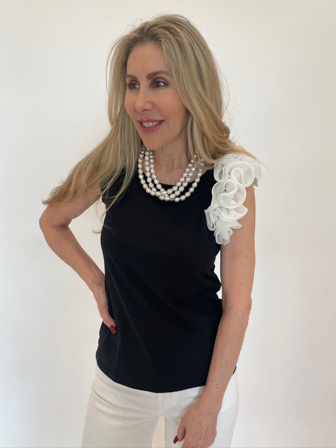 Bariloche Apumer Rose Top in Black available at Barbara Katz