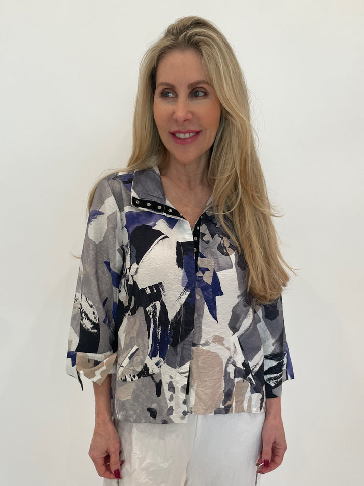 LIV by Habitat Aura Snap Front Shirt Jacket in Multi available at Barbara Katz