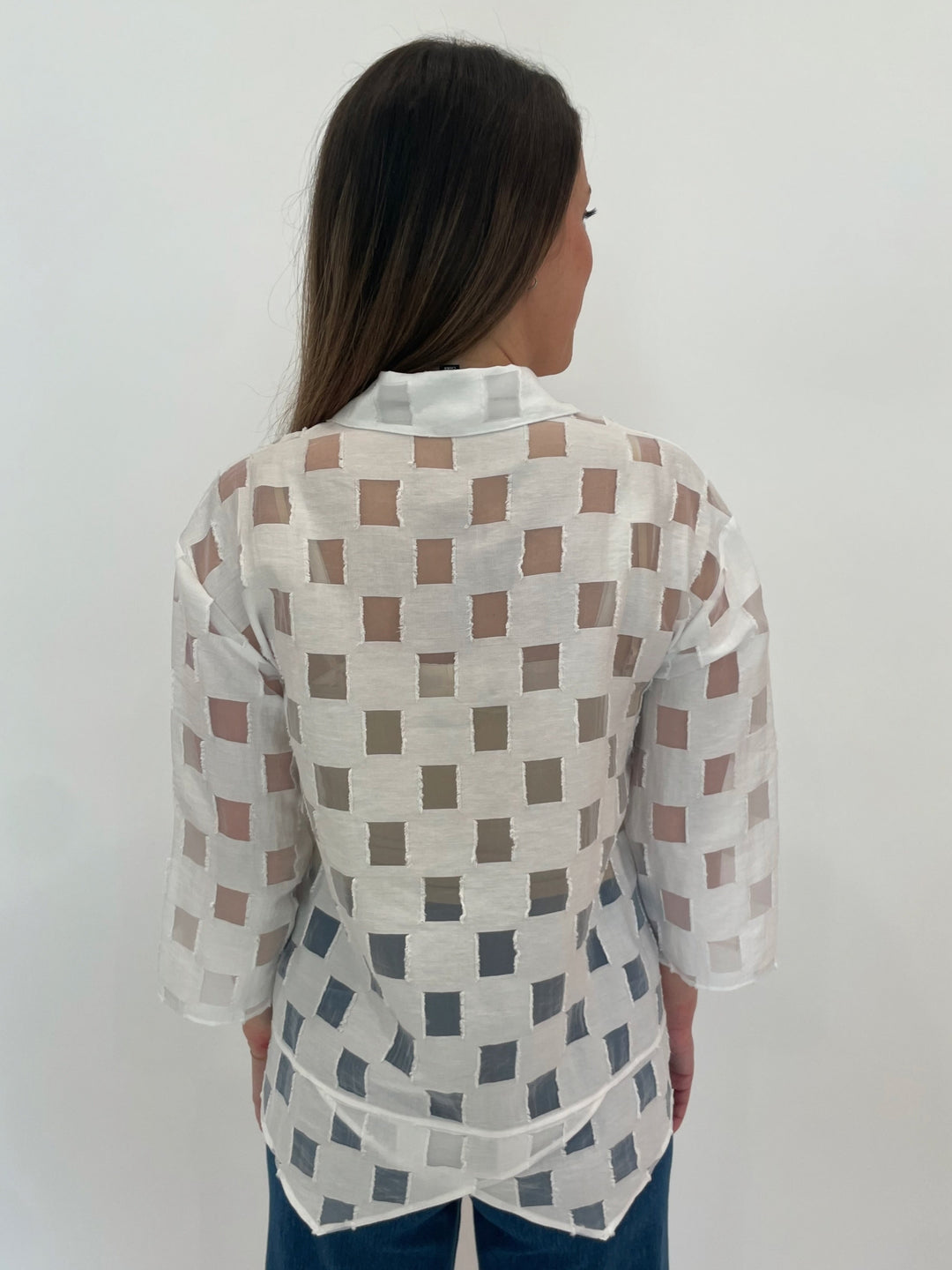 LIV by Habitat Alina Outside The Box 3/4 Sleeve Top in White available at Barbara Katz