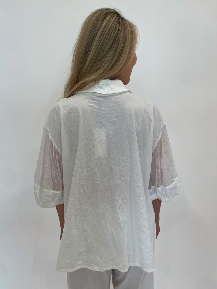Chalet et Ceci Mylah Mesh Shirt in White available at Barbara Katz