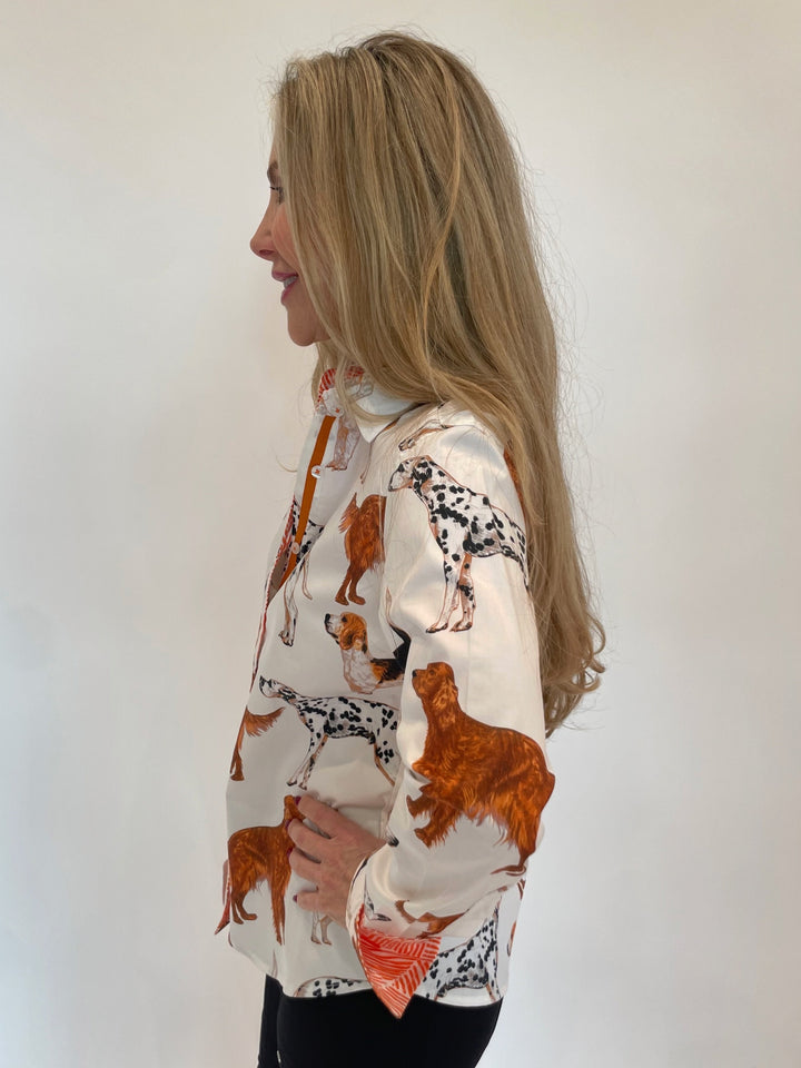 Dizzy-Lizzie Rome Long Sleeve Shirt in Doggies Print available at Barbara Katz