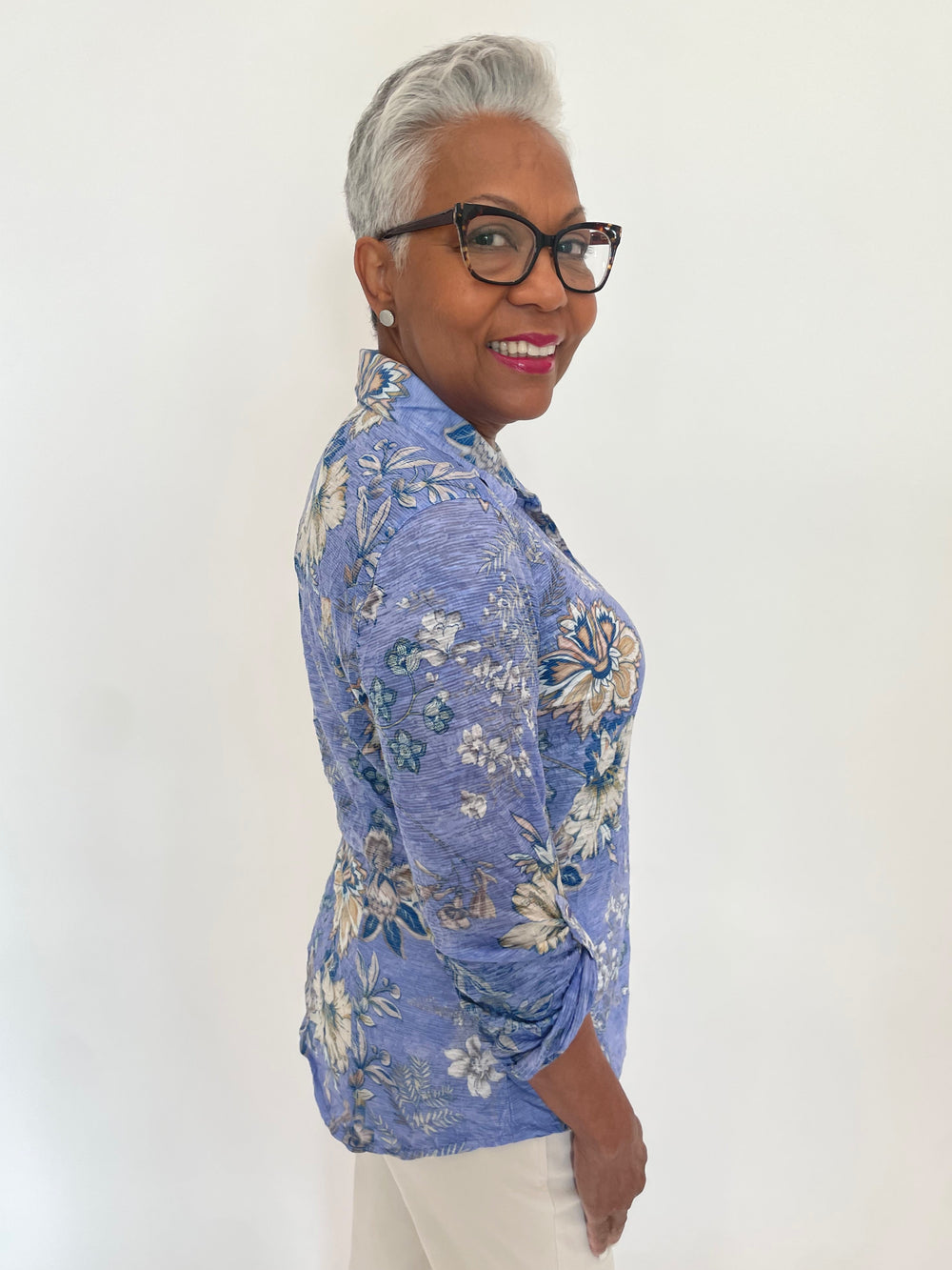 David Cline Mia Roll-Up Shirt in Capri available at Barbara Katz