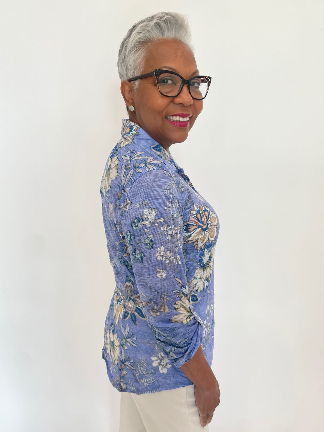 David Cline Mia Roll-Up Shirt in Capri available at Barbara Katz