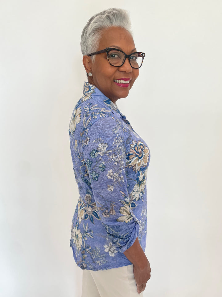 David Cline Mia Roll-Up Shirt in Capri available at Barbara Katz