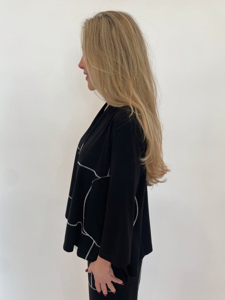 Ozai N Ku Arline Stitch Cardigan in Black available at Barbara Katz