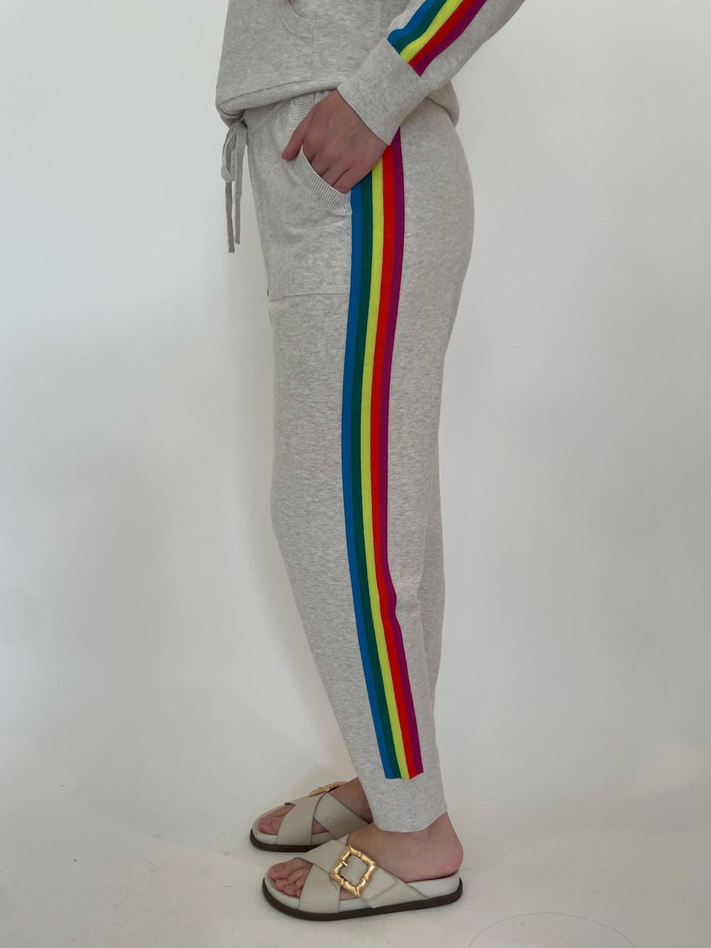 J Society Striped Joggers in Flax available at Barbara Katz