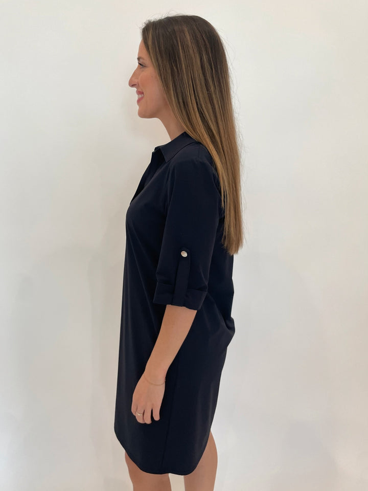 Peace of Cloth Ryan Tech Dress in Navy available at Barbara Katz
