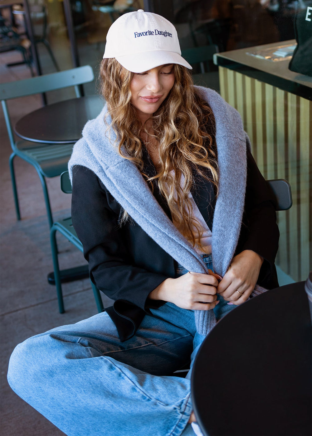 Favorite Daughter Classic Logo Baseball Hat in Khaki available at Barbara Katz