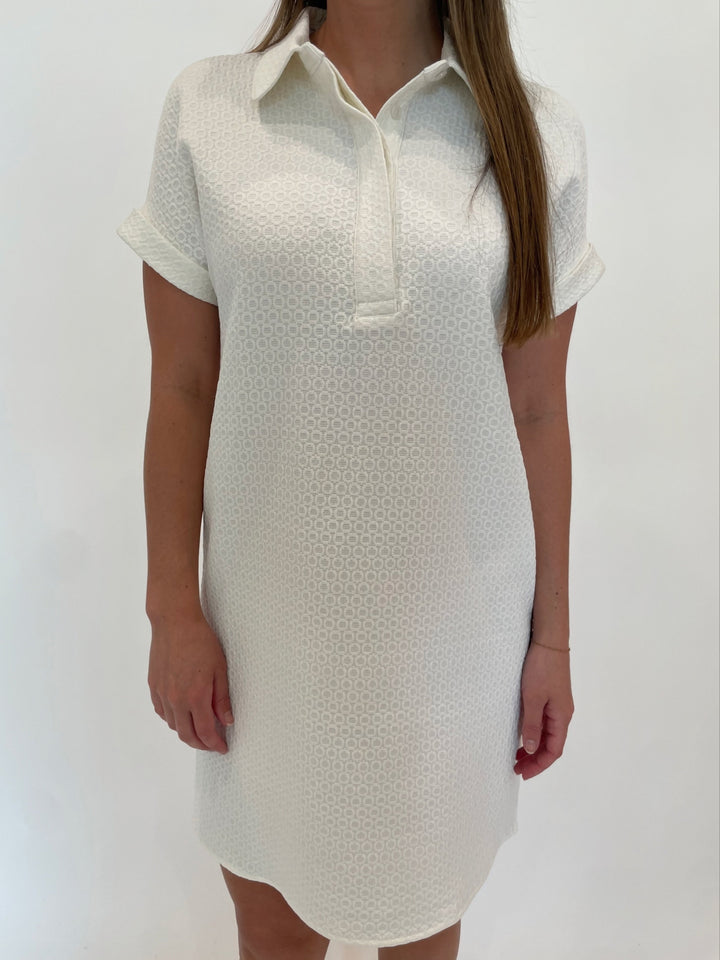 Peace of Cloth Kyle Jacquard Collared Dress in Chalk White available at Barbara Katz