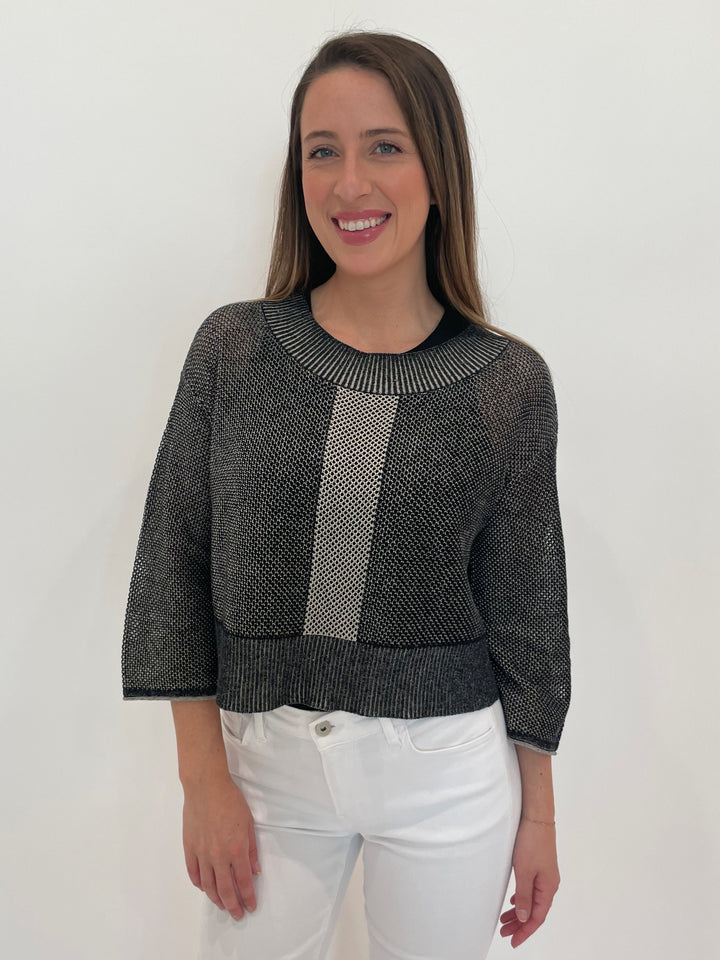 LIV by Habitat Karina Go-To Topper Sweater in Black available at Barbara Katz