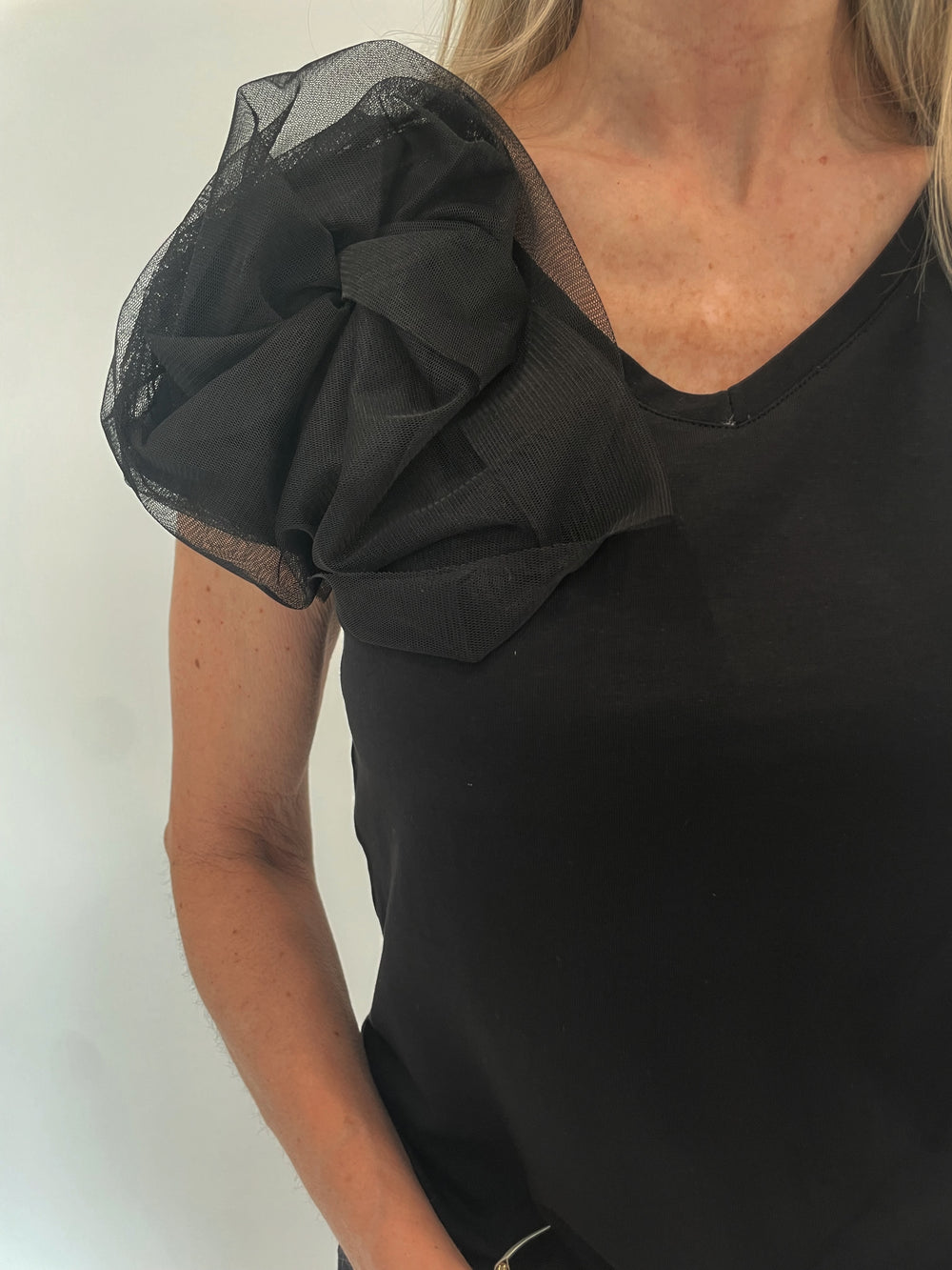Bariloche Inca Flower Top in Black available at Barbara Katz