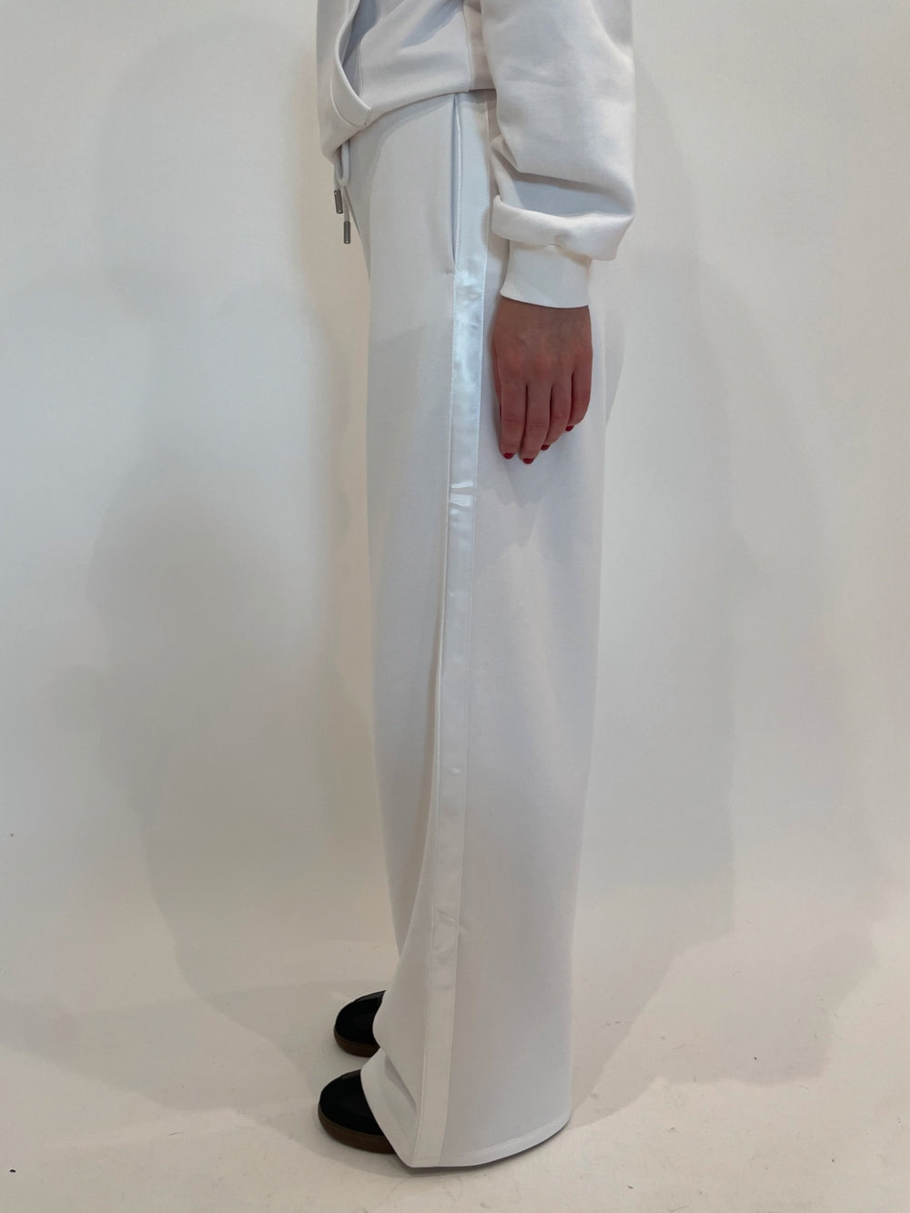Max Mara MM Veles Jersey Trousers in Optical White available at Barbara Katz