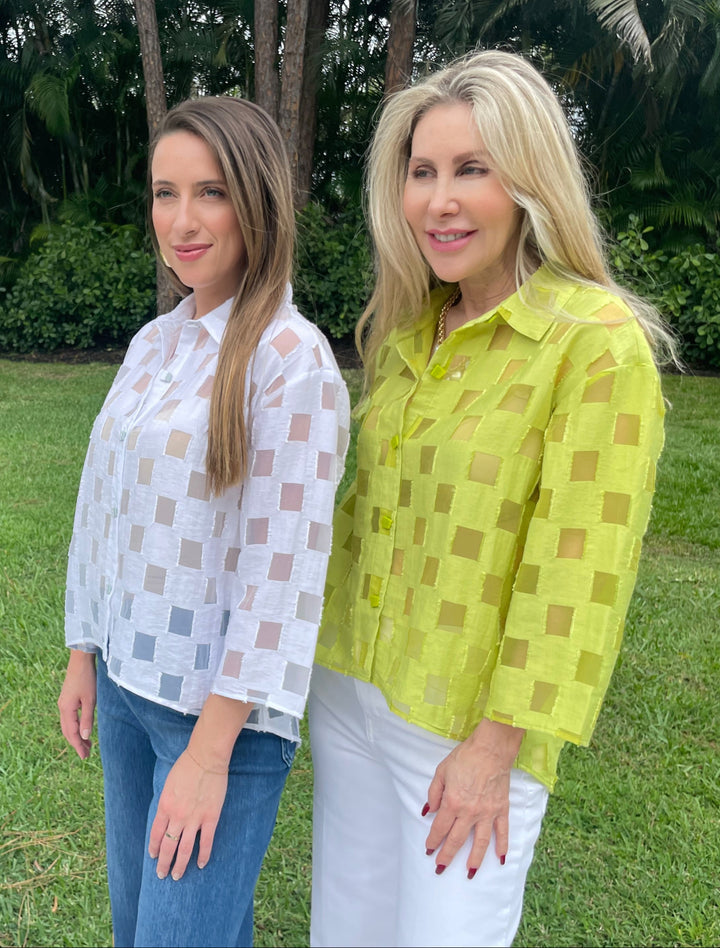 LIV by Habitat Alina Outside The Box Tunic in White  and Lime available at Barbara Katz
