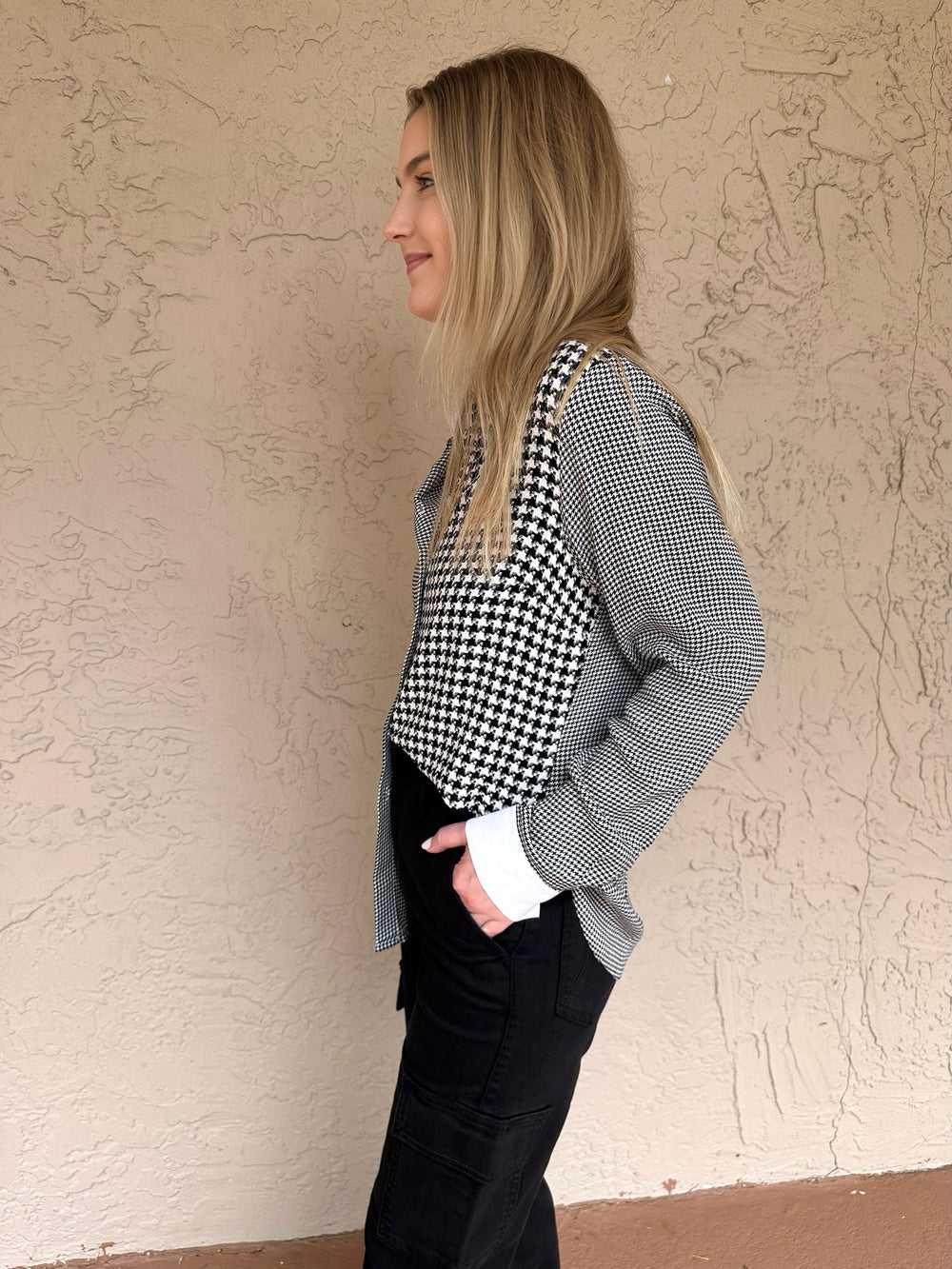 Houndstooth Block Blouse