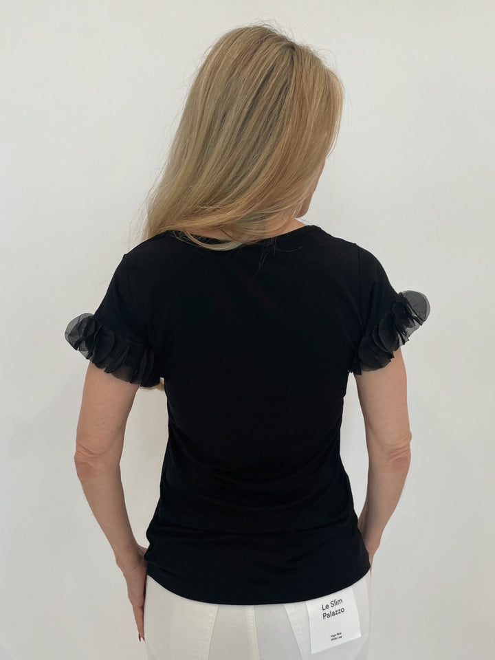 Bariloche Acapulco Ruffle Top in Black available at Barbara Katz