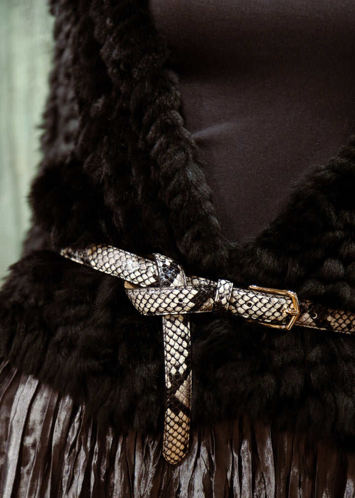 Calvin Python Leather Belt - White Gold