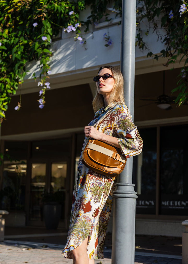 Petit Gaby Linen Shoulder Bag - Havana