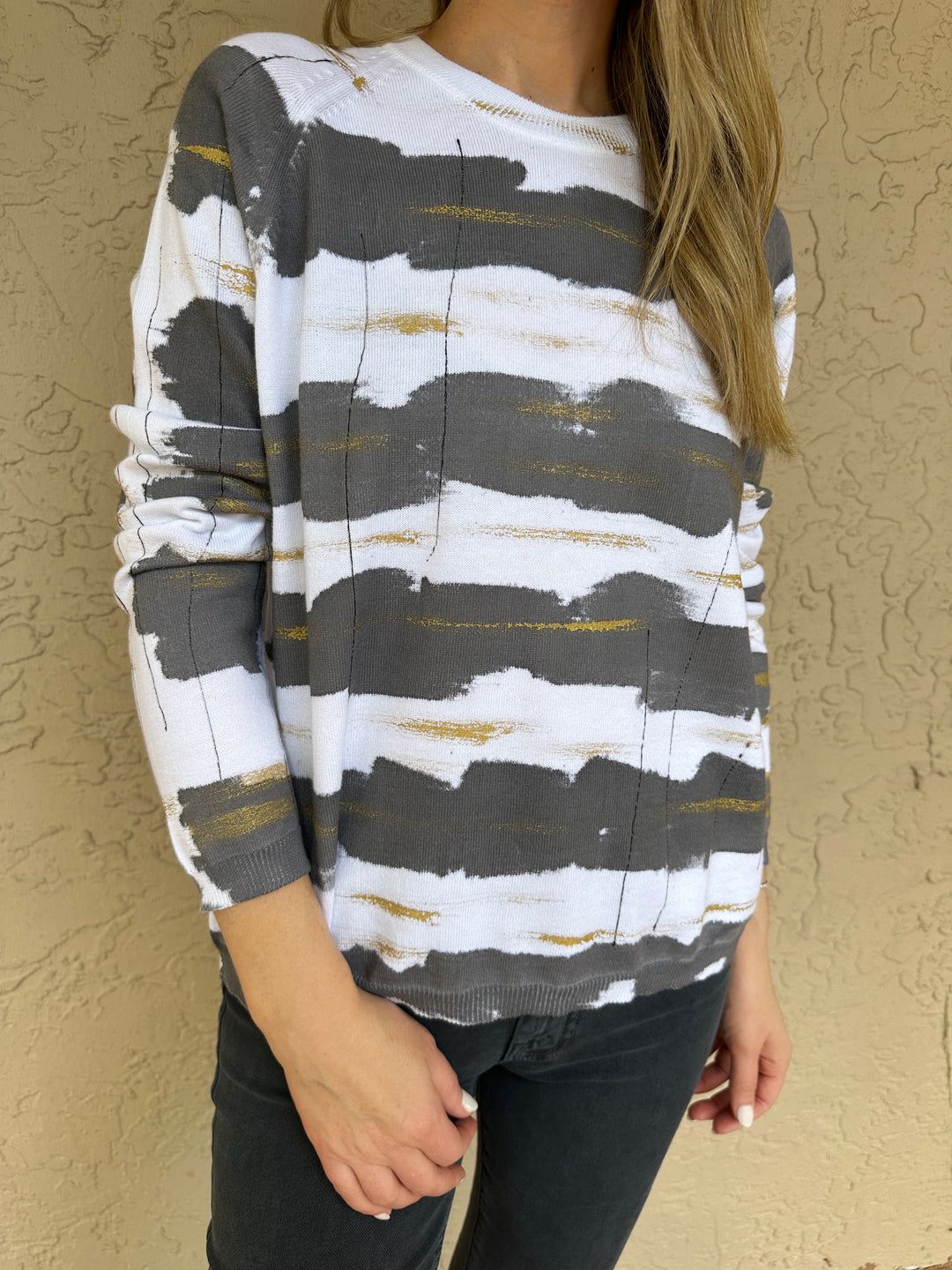 Mela Rosa Cotton Handpainted Sweater - Affection