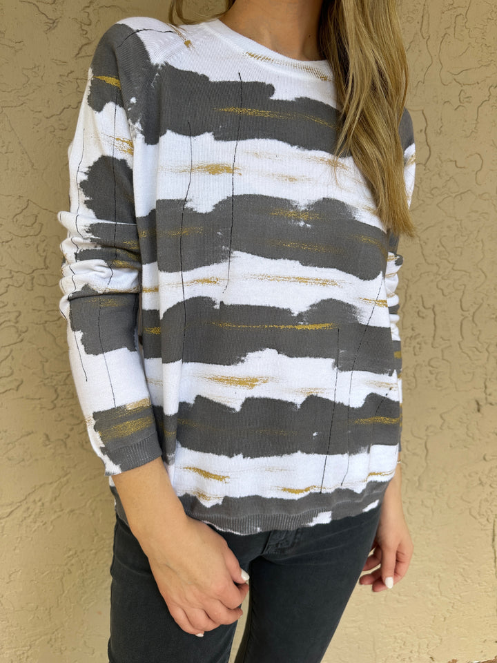 Mela Rosa Cotton Handpainted Sweater - Affection