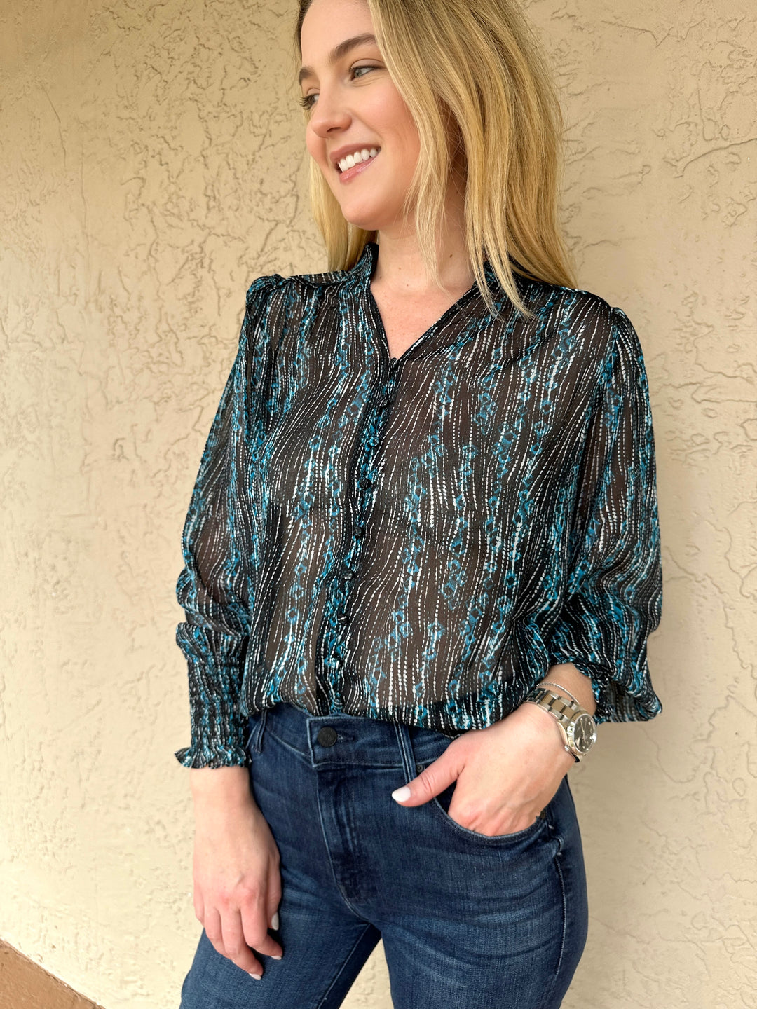 Suncoo LEYLA LUREX PRINT BLSE