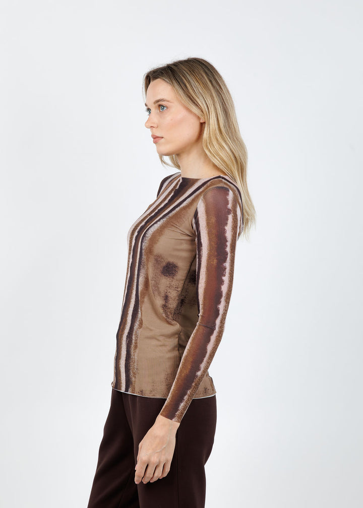 AMB Florence Double Sheer Top in Dune available at Barbara Katz