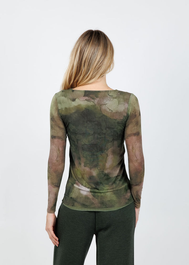 AMB Florence Double Sheer Top in Moss Eden available at Barbara Katz