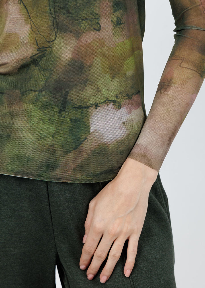 AMB Florence Double Sheer Top in Moss Eden available at Barbara Katz