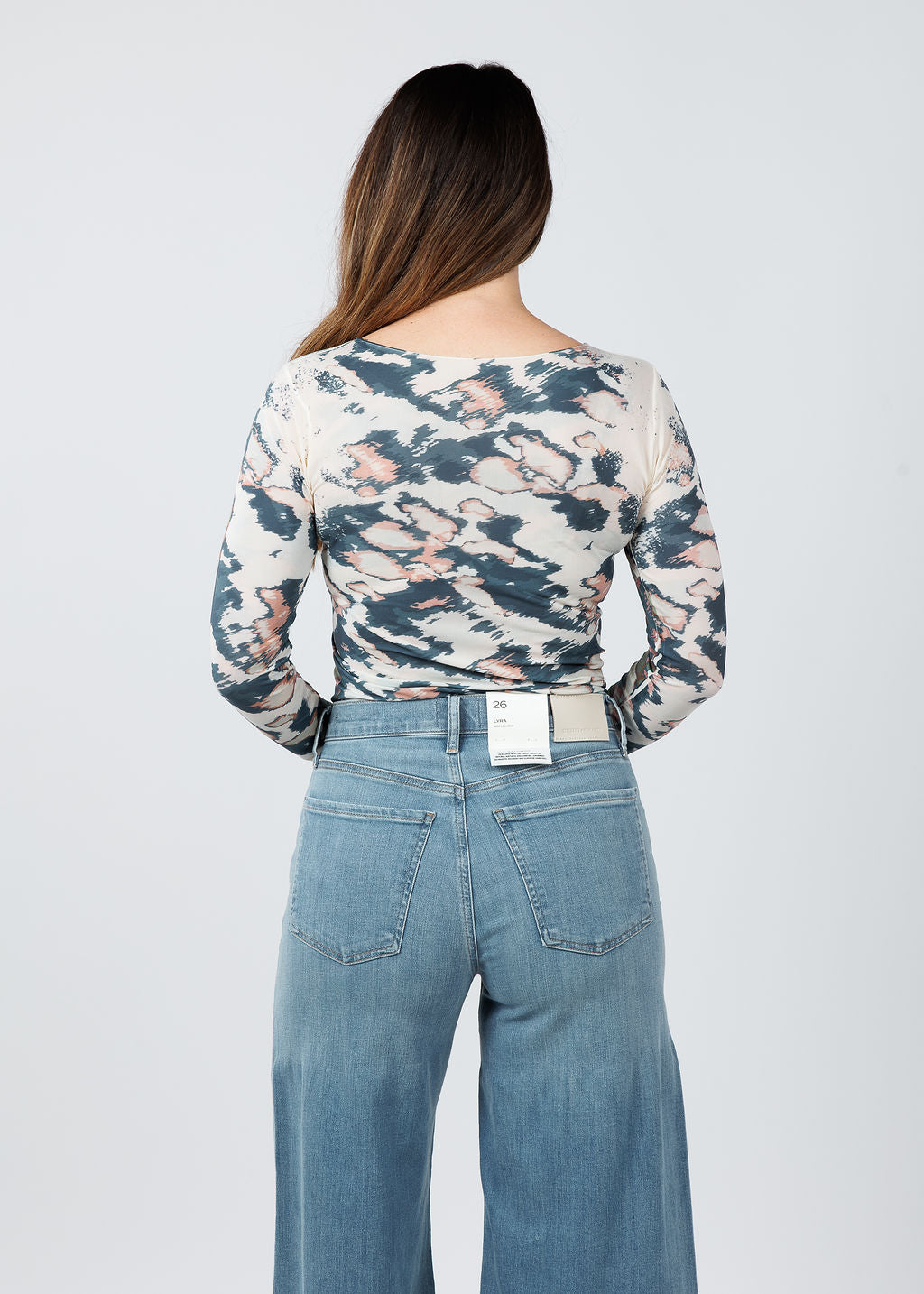  AMB Designs Camo Art Raw Edge Second Skin Top in Angora available at Barbara Katz