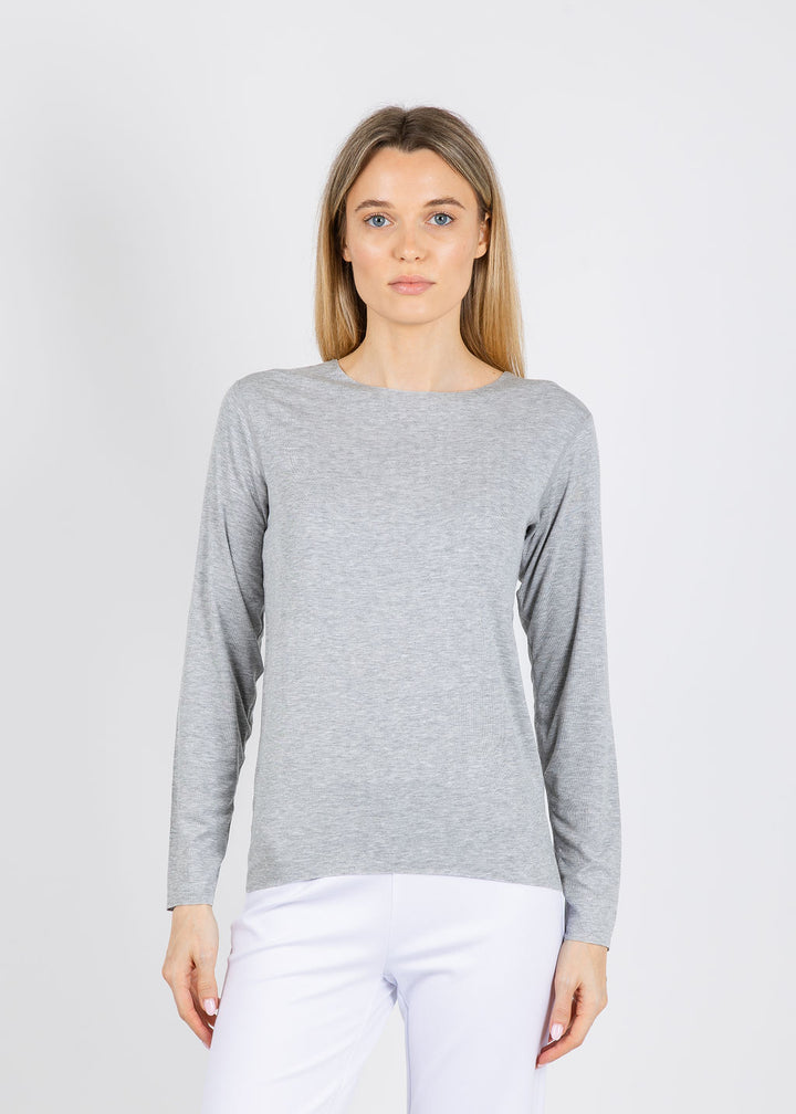 AMB Designs Julia Long Sleeve Top in Grey available at Barbara Katz