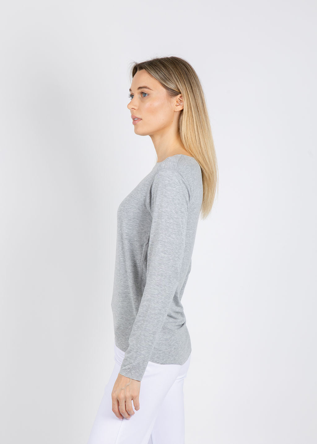AMB Designs Julia Long Sleeve Top in Grey available at Barbara Katz