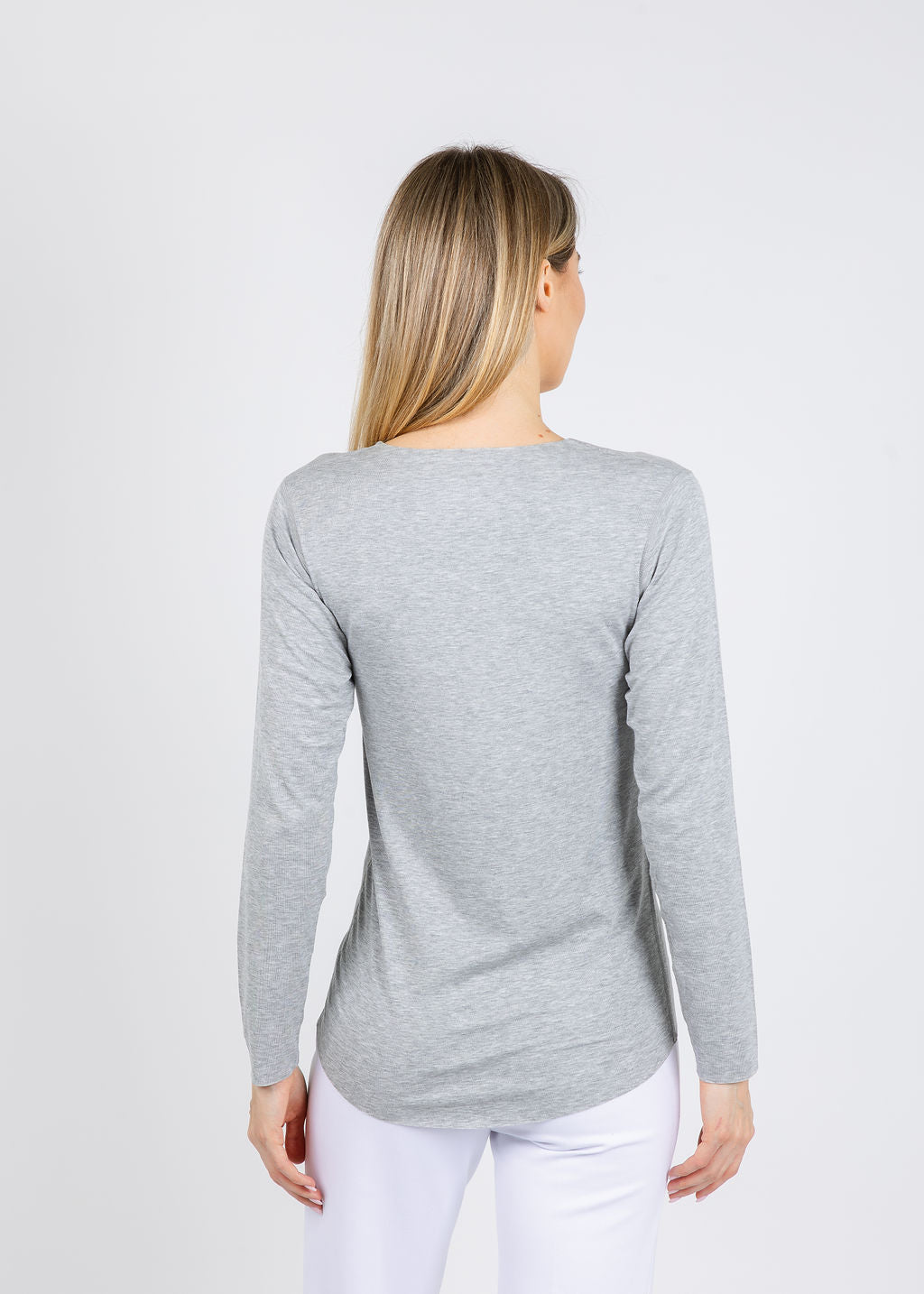 AMB Designs Julia Long Sleeve Top in Grey available at Barbara Katz