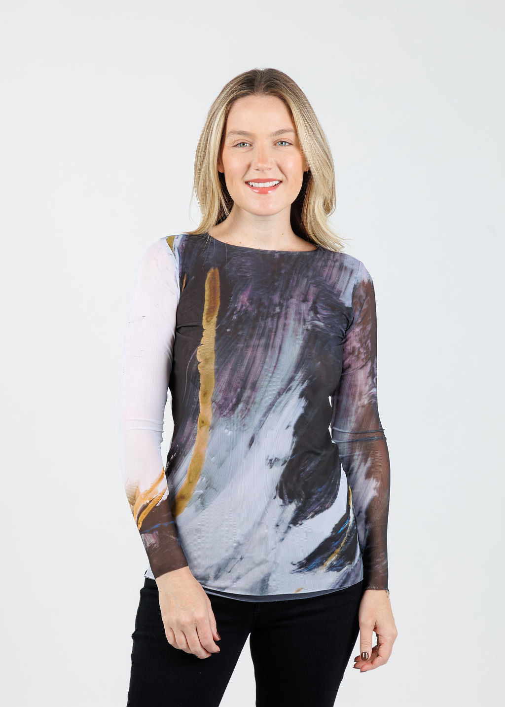 AMB Florence Double Sheer Top in Tidal available at Barbara Katz